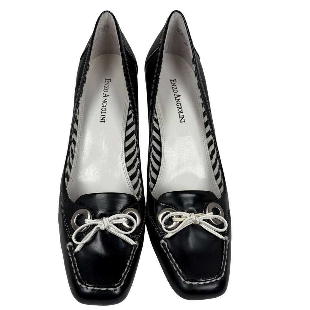 NEW Enzo Angiolini Merryann Black Patent Leather Square Toe Pump, Size 9